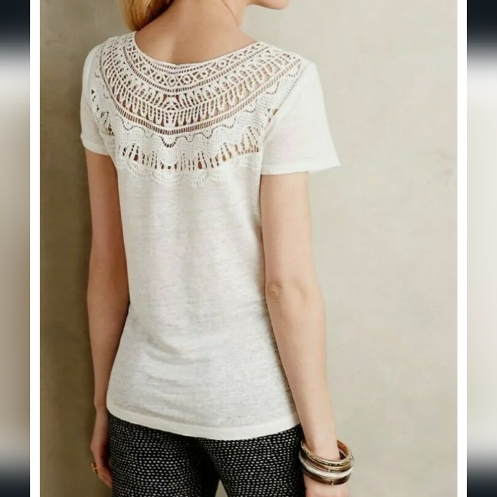 Meadow Rue Medium white crocheted bib short sleeve - Picture 2 of 10